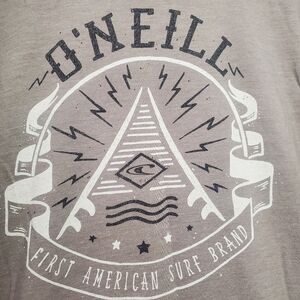 O'Neill Shirt Small Med Gray Logo Graphic Tee Crew Neck Short Sleeve Surf Surfer